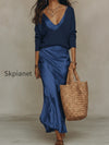 effortless-ivory-knit-satin-midi-ensemble