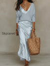 effortless-ivory-knit-satin-midi-ensemble