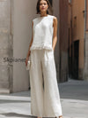 sleeveless-textured-top-and-wide-leg-pants-set-with-frayed-hem-detail