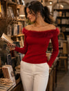 off-the-shoulder-faux-fur-collar-ribbed-knit-sweater