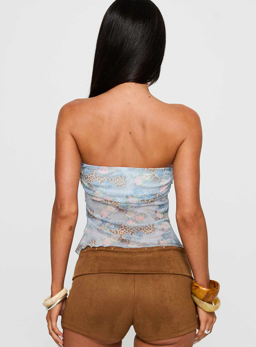Sublimity Strapless Top Blue Multi