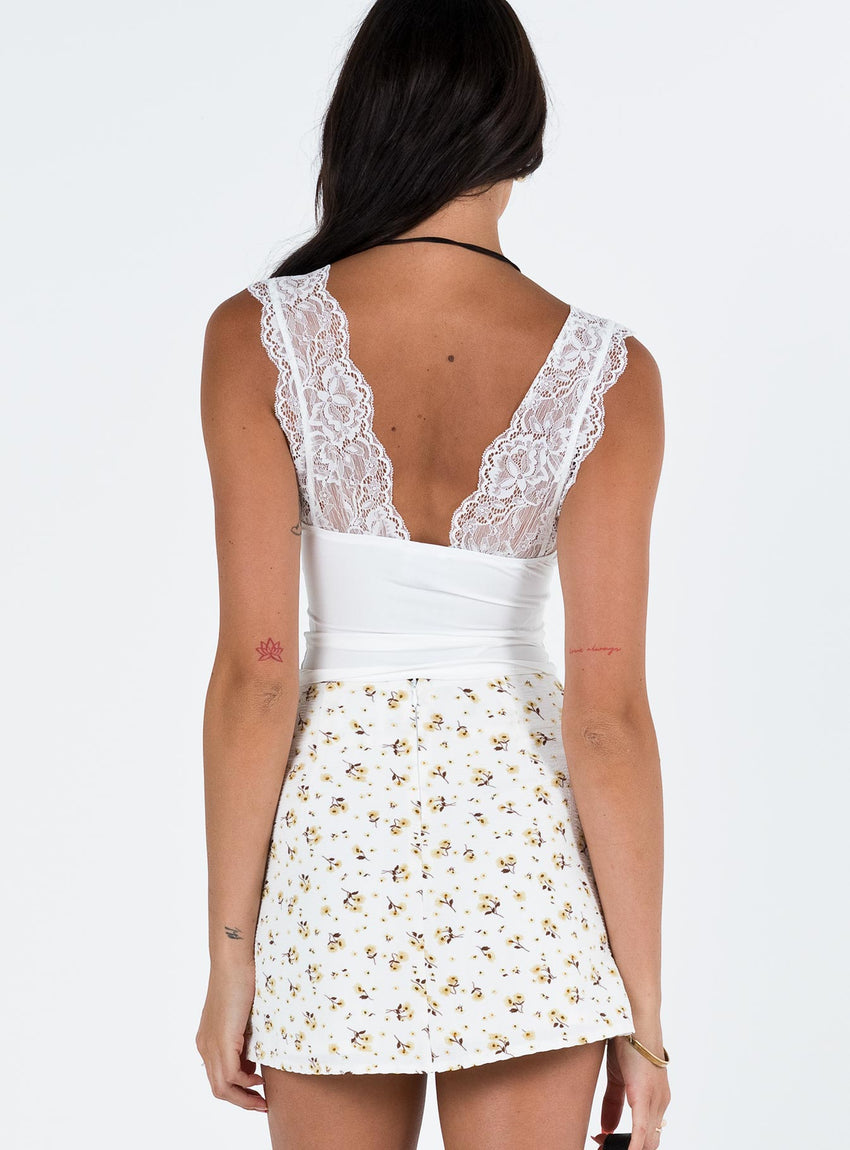 Selby Mini Skirt White / Yellow