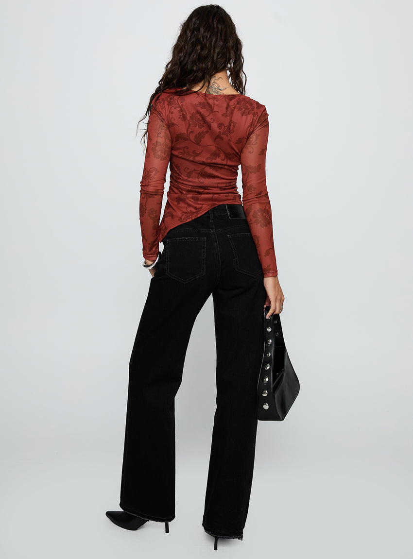 West End Girl Mid Rise Straight Leg Jeans Washed Black