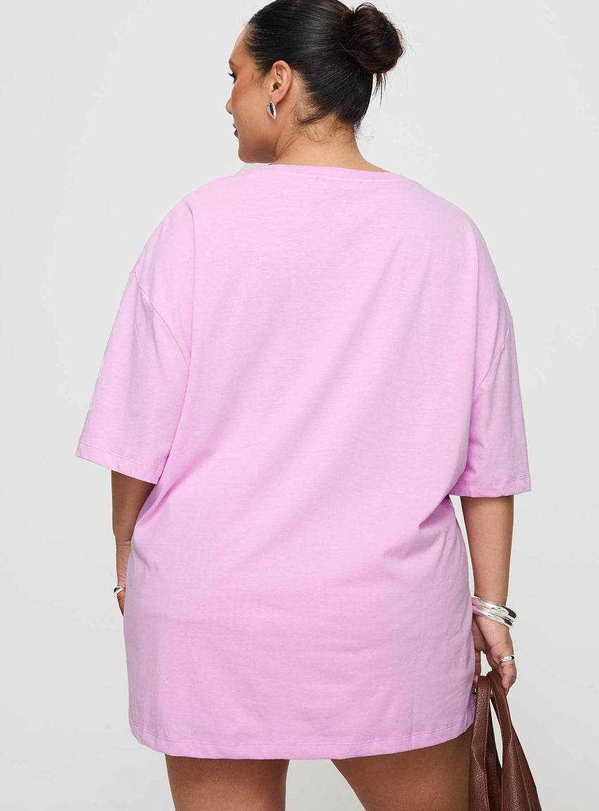 Hibiscus Haven Oversized Tee Pink Curve