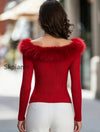 off-the-shoulder-faux-fur-collar-ribbed-knit-sweater