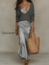 effortless-ivory-knit-satin-midi-ensemble
