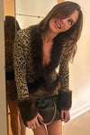 leopard-print-shiny-fur-collar-patchwork-two-piece-set