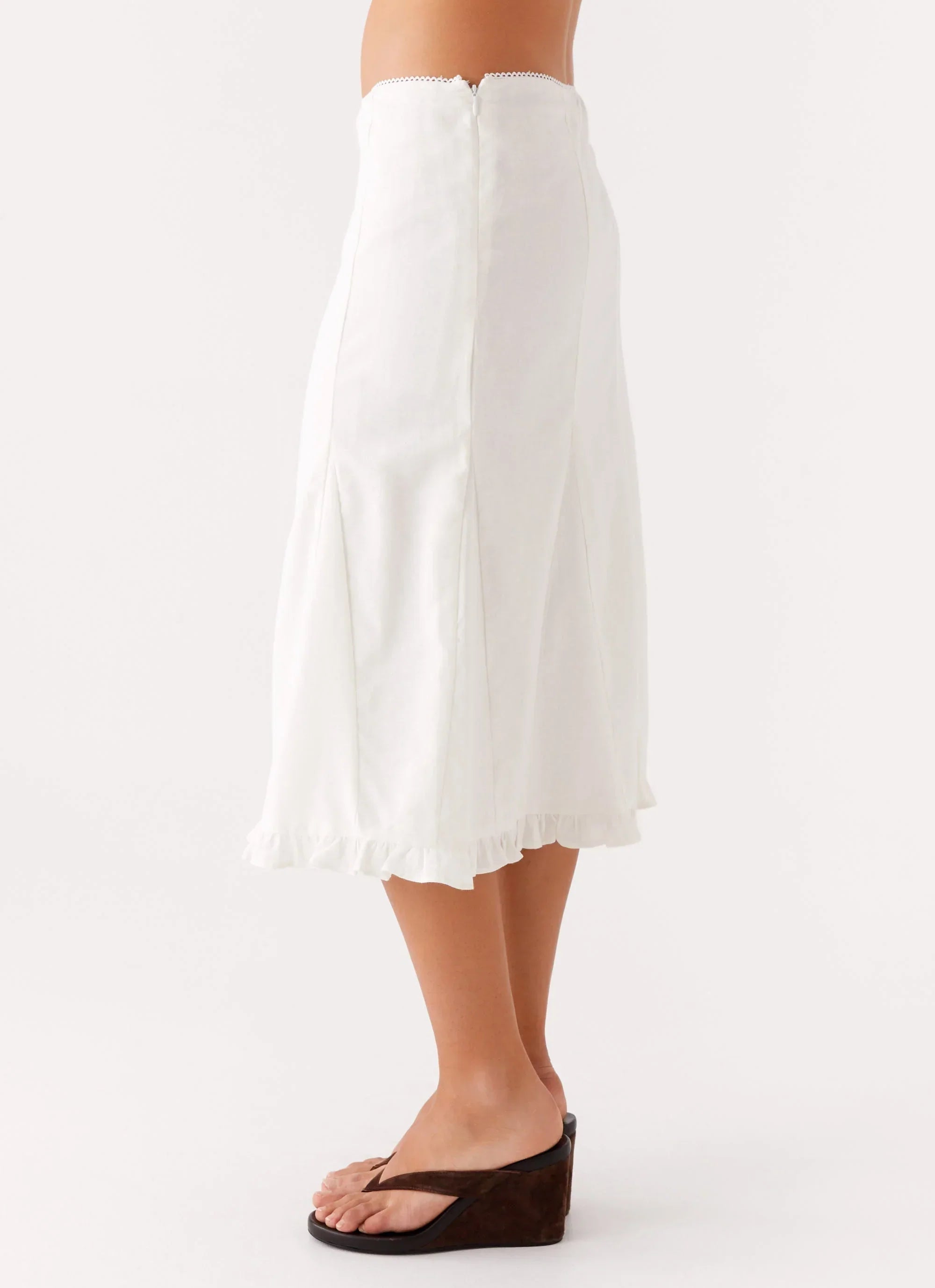 Alec Midi Skirt - White
