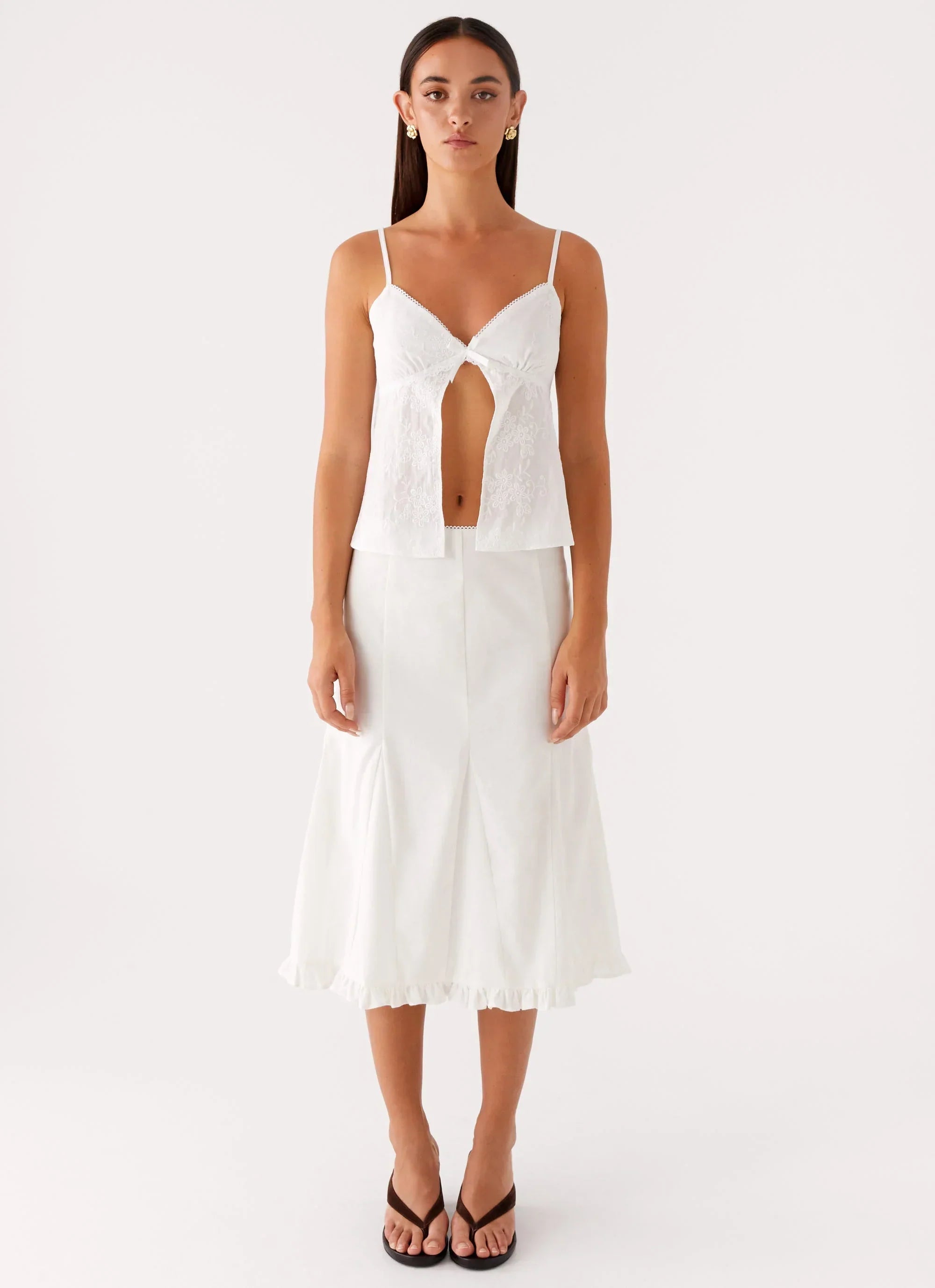 Alec Midi Skirt - White