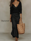 effortless-ivory-knit-satin-midi-ensemble