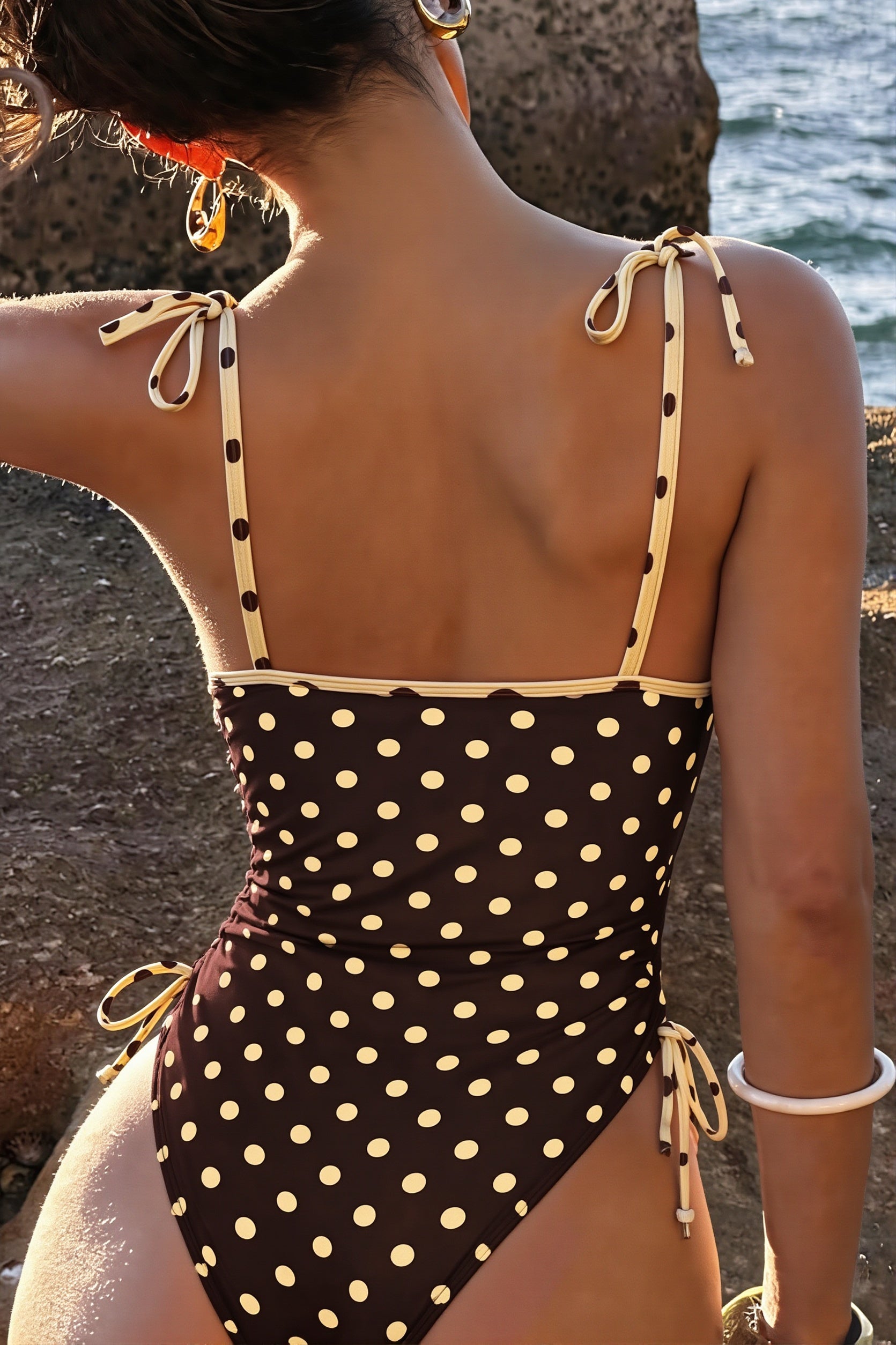 Polka Dot Contrast One Piece Swimwear