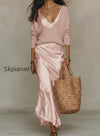 effortless-ivory-knit-satin-midi-ensemble