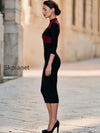 color-block-mock-neck-ribbed-knit-midi-dress