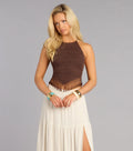 Weekend Vibes Fringe-Trim Halter Top